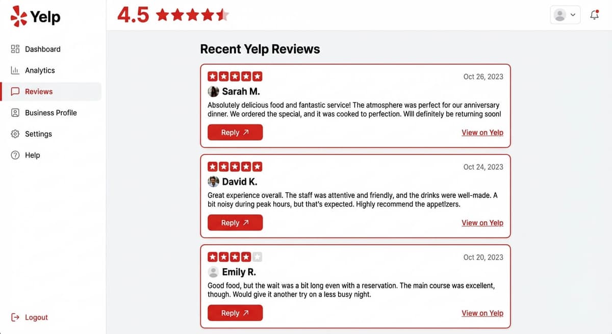 Yelp review management